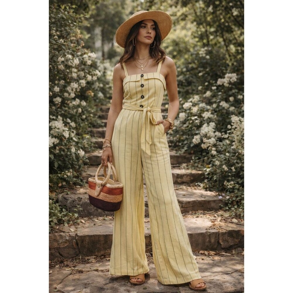 Soft Bohemian Gianni Bini Linen Blend Jumpsuit | Summer Capsule | XS |EUC